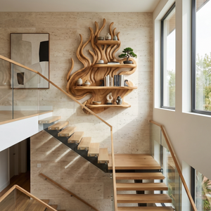 Organic Branch Wood Wall Shelf for Kitchen Storage