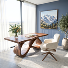 Organic Solid Wood Desk with Infinity Loop Sculptural Base