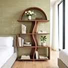 Organic Solid Wood Bookshelf with Arched Frame and Open Shelves
