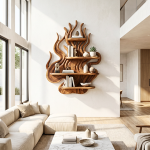 Organic Branch Wood Wall Shelf for Kitchen Storage