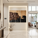 Cliffside Wave Triptych Wood Wall Art
