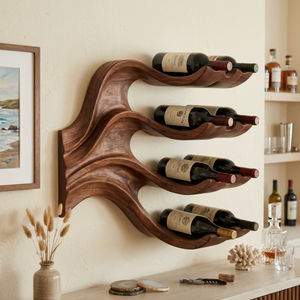 Organic Wave Solid Wood Wall Wine Rack