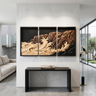 Wooden Cliffside Wave Triptych Wall Sculpture
