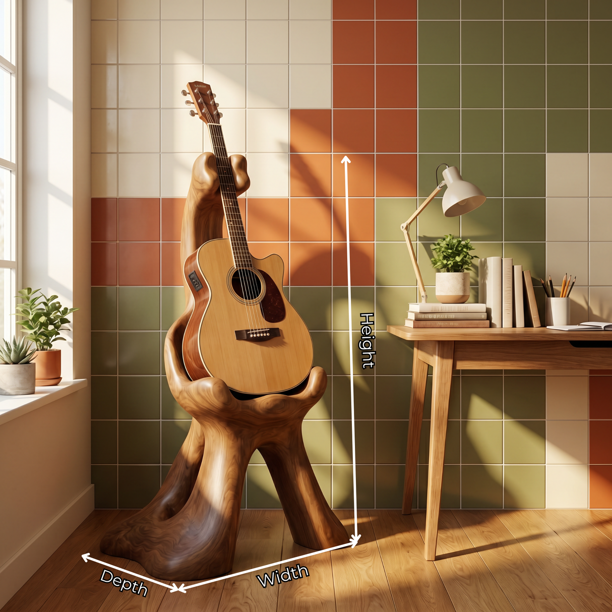 Guardian Guitar Holder Handmade Sculptural Floor Stand