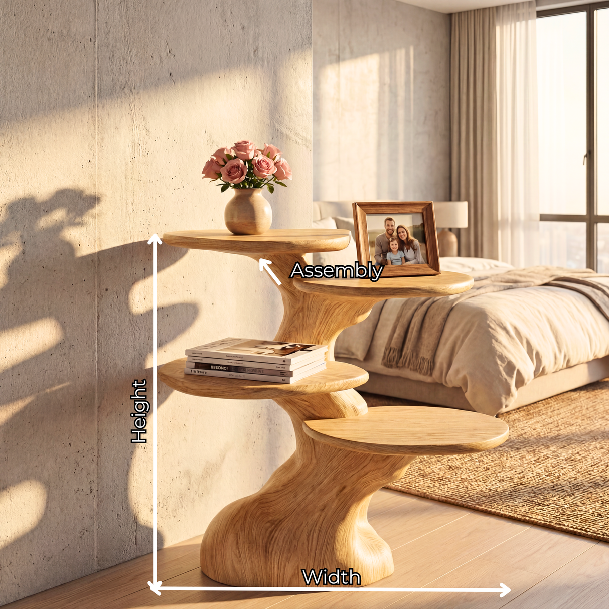 Freeform Tiered Side Table Handmade Sculptural Accent Shelf