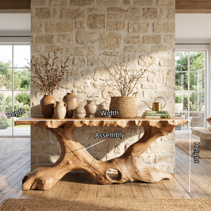 Console Table Solid Wood with Organic Tree Root Base for Entryway Decor