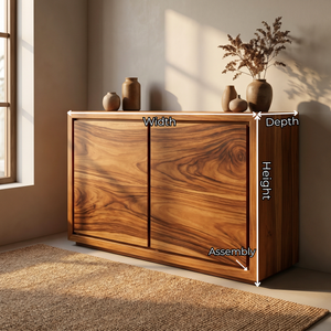 Solid Wood Minimal Sideboard Cabinet with Continuous Grain Doors
