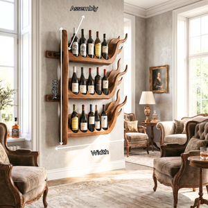Modern Flame Inspired Solid Wood Wine Rack Wall Shelf