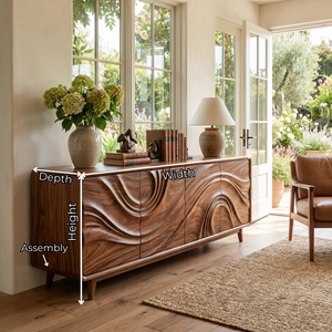 Solid Wood Four Door Media Sideboard with Sculpted Flow Front