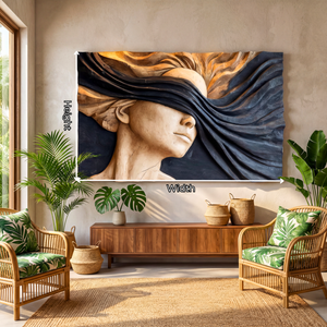 Ethereal Flow Wooden Relief Portrait Sculpture Wall Art