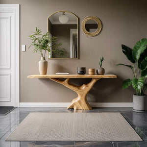 Sculptural Solid Wood Console Table with Organic Pedestal Base