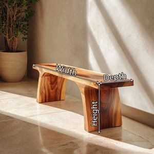Minimalist Solid Wood Bench with Sculpted Organic Base