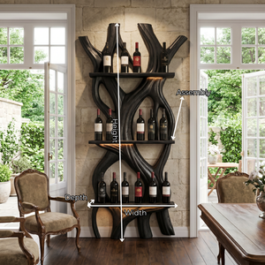 Sculptural Wooden Wine Display Organic Wall Mounted Bottle Rack