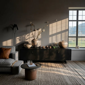 Handcrafted Solid Wood Console Cabinet with Organic Modern Silhouette