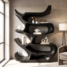 Bookshelf Solid Wood with Sculptural Organic Loop Shelves