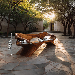 Organic Sculptural Solid Wood Bench Handcrafted Modern Art Bench