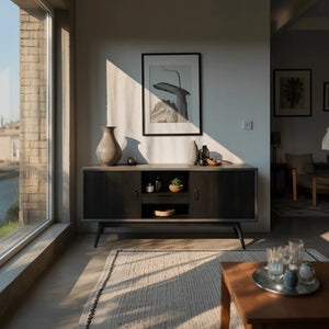 Solid Wood Console Cabinet with Minimalist Storage for Modern Interiors