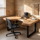 Sculpted Live Edge Solid Wood Desk For Home Office