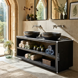 Open Shelf Wood Double Bathroom Vanity