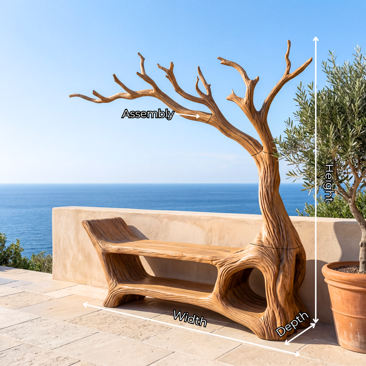 Handmade Organic Tree Branch Wooden Bench