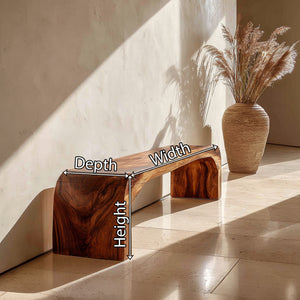 Organic Modern Solid Wood Waterfall Bench for Minimalist Interiors