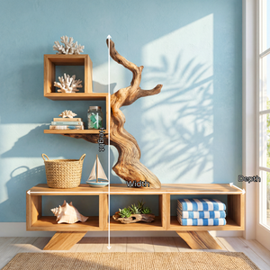Solid Wood Sculptural Bookshelf with Tree Form Organic Modern Display Shelf Storage Unit