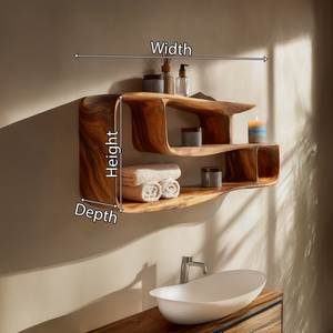 Organic Modern Solid Wood Wall Shelf with Rounded Frame