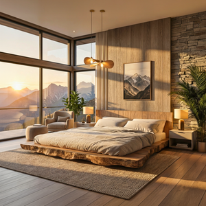Solid Wood Platform Bed for Modern Bedroom