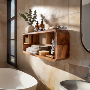 Curved Solid Wood Wall Cabinet Shelf for Modern Bath