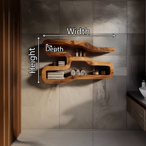 Sculptural Solid Wood Wall Shelf in Organic Form