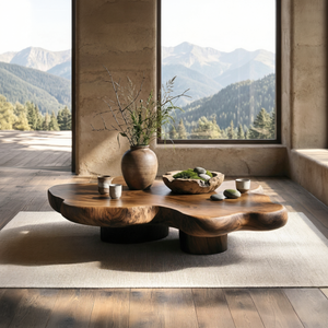 Solid Wood Organic Coffee Table for Modern Zen and Japandi Interiors
