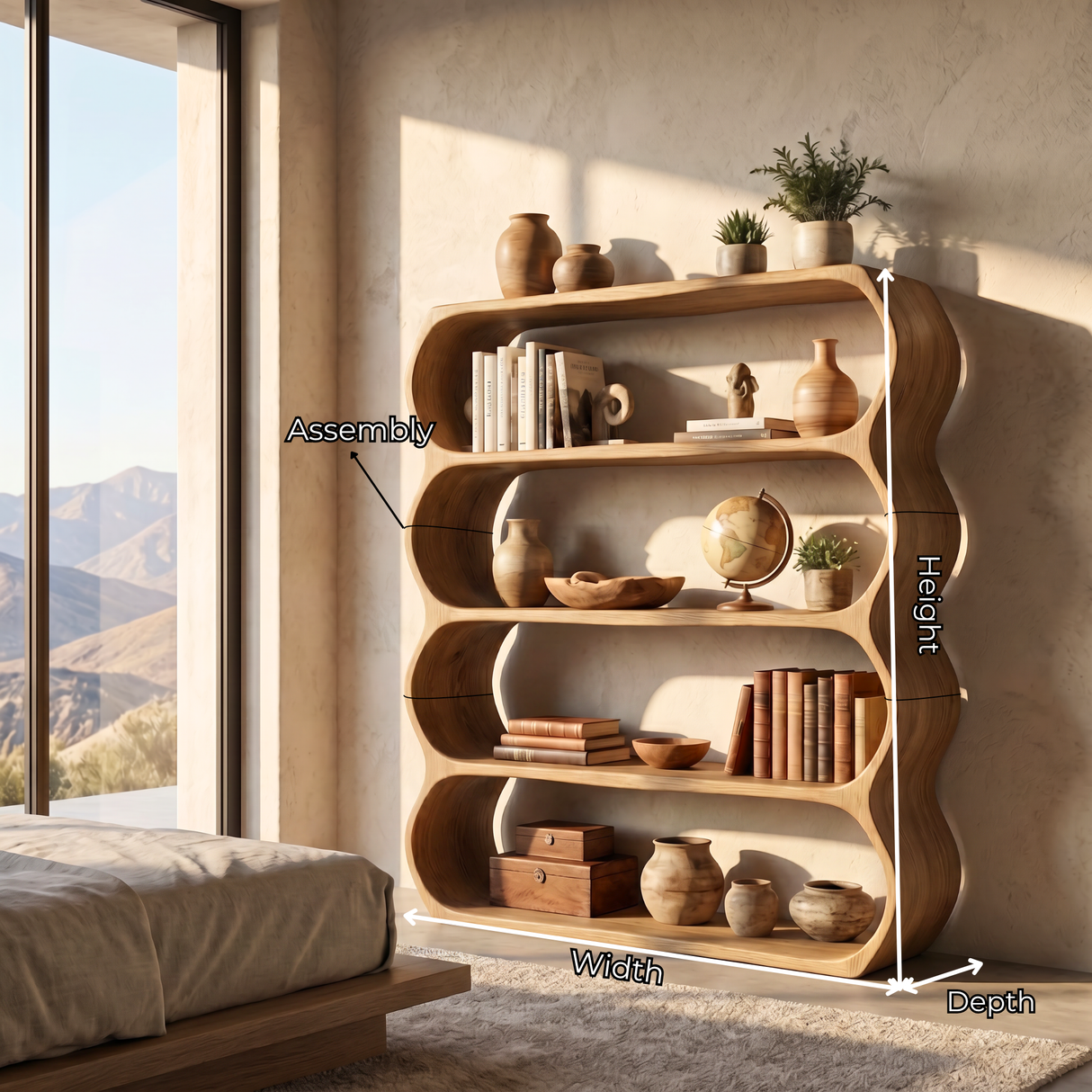Modern Bookshelf Handmade Organic Display Shelf Contemporary Sculptural Storage Unit