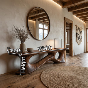 Handcrafted Organic Wood Console Table Sculptural Modern Entryway Table