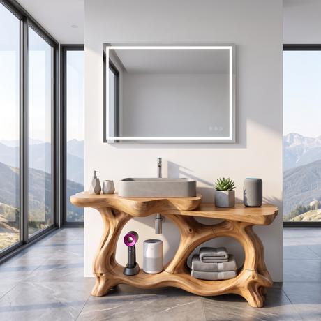 Bathroom Vanity Solid Wood with Sculptural Double Arch Base