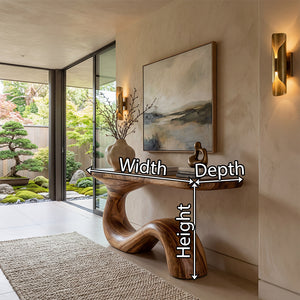 Organic Wave Solid Wood Console Table – Sculptural Statement Design
