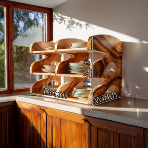 Organic Solid Wood Plate Rack Shelf for Kitchen Counter