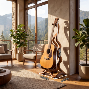 Wooden Guitar Stand with Organic Design for Acoustic Guitar Display