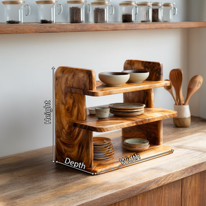 Handcrafted Solid Wood Kitchen Counter Organizer Shelf