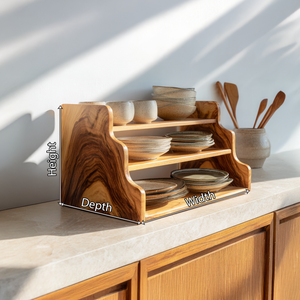 Solid Wood Countertop Display Shelf for Kitchen Storage