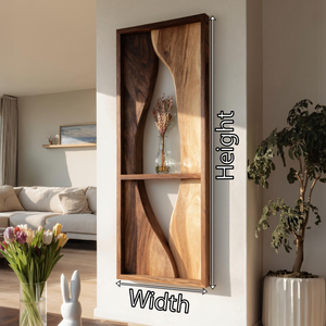 Organic Wood Wall Art Panel with Floating Display Shelf