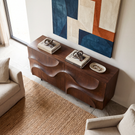 Solid Wood Sideboard with Sculpted Wavefront for Living and Dining Room
