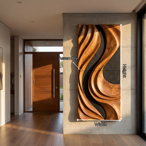 Wall Art Solid Wood Organic Sculpture Panel for Living Room Decor