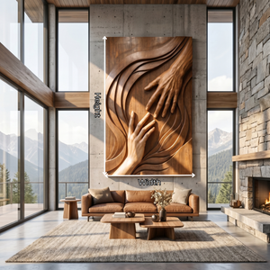 Handmade Wooden Hand Sculpture Wall Art Panel
