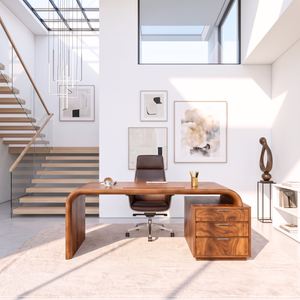 Organic Solid Wood Desk With Drawer Storage For Home Office