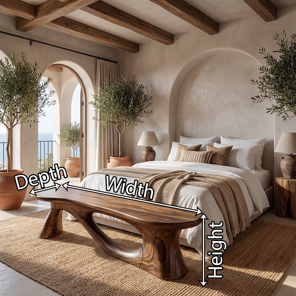 Handcrafted Organic Wood Bench for Minimalist Living Room Decor