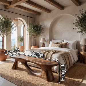 Handcrafted Organic Wood Bench for Minimalist Living Room Decor