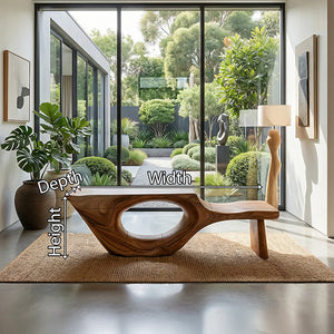 Organic Sculptural Solid Wood Bench for Modern Living Spaces