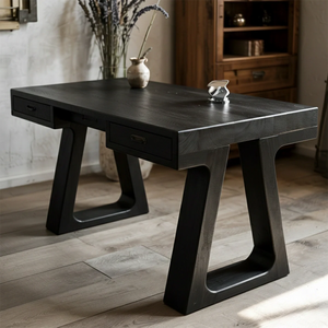 Handmade Solid Wood Office Desk with Drawers Modern Rustic Writing Desk with Storage .