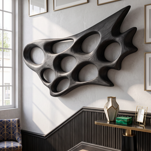 Wall Sculpture Sculptural Drift with Carved Organic Openings