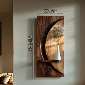 Solid Wood Crescent Wall Shelf Sculpture for Modern Home